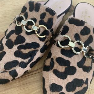Kate Spade calf hair mules Leopard print!